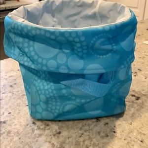 Thirty-One Mini Utility Bin - Aqua Circle Spirals